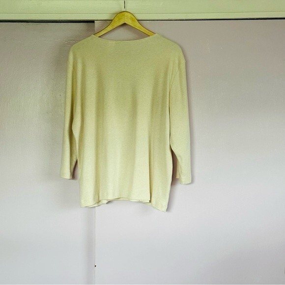 Alfred Dunner Women’s Embellished beads Collar Quarter Sleeve Top Sz XL Tan - Picture 3 of 3